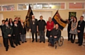 Vicar of St Luke’s The Rev Shirley Devine and Mayor of Rochdale Councillor Ian Duckworth receive the standards with, from left Chris Harris, Chairman of Heywood Veterans’ Association and member Billy Clough