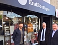 Todd Hayes, Council leader Richard Farnell and Mark Foxley outside the End Boutique 