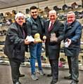 Council Leader Richard Farnell, shop owner Ali Hassan, Simon Danczuk MP and town centre manager Mark Foxley