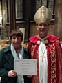 Margaret Sutton with the Rt Revd Mark Davies, Bishop of Middleton