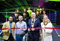 Imran Matadar, general manager with Cllr Danny Meredith, The Mayor, Ian Duckworth, Mayoress Christine Duckworth and the Flip Out team