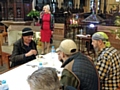 May Mulgrew sings for the guests at St Chad's lunch for the homeless