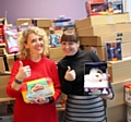 Helen Leach  and Caroline Wolfenden with donated gifts