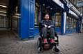 Daniel Tewilde-Hagos enjoying his powered wheelchair