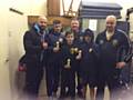 Hamer Boxing Club coach Frank Maddocks, Grant Kershaw, Laurence Price, Abdul Khan, coach Steven Connellan 