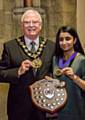 Mayor of Rochdale Councillor Ray Dutton with Rochdale's newly elected Youth Parliament member, Sarah Mahmood