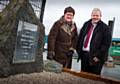 Councillor Janet Emsley at the memorial stone with Councillor Richard Farnell