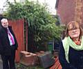 Councillors Richard Farnell and Kathleen Nickson inspect the damage caused by the latest car accident on New Broad Lane