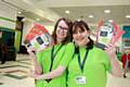 Amber Kelly and Helen Moule promoting Rochdale Exchange’s pop-up cinema on the mall