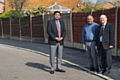 Councillor Aasim Rashid, Mohammed Arshad and Councillor Billy Sheerin at the new footpath on Chevron Close