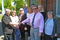 Queen’s Park Café owners Alison Schofield and Craig Wilkinson with Liz McInnes and councillors Peter Rush, Jackie Beswick, Alan McCarthy, Susan Emmott, Linda Robinson and Liam O’Rourke