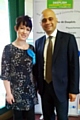 Rochdale Conservative candidate Councillor Jane Howard with Secretary of State Sajid Javid at Deeplish Community Centre