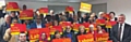 Tony Lloyd at the new Labour campaign offices with party members.