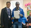 Dil Jauffur, Pennine Care’s Rehabilitation and High Support Directorate Manager (left), presenting students with their certificates