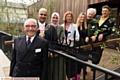 Maggie's opening ceremony, from left, Sir Norman Stoller, Oldham Mayo Shadab Qumer Mayoress Sobia Arshi, Laura Lee (Maggie's chief executive), Lucy Steed-Fassett, Charles Jencks and architect Alex de Rijke 