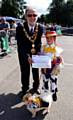 Zara Leech and her dog, Ted, with the Mayor of Whitworth