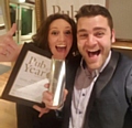 Leanne and Jack celebrate the Olde Boar's Head winning 'Best Regional Food Pub'