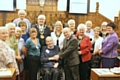 David Halpin MBE, Older Peoples Network Manager with Councillor Billy Sheerin, Mayor Ian Duckworth, Mayoress Christine Duckworth and members of the North West Older People's Network 