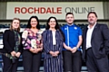 Pauline Journeaux, Managing Director of Rochdale Online, with members of Dale’s Media & Commercial Team and Dale Chief Executive Russ Green <br />
Left to right: Leighanne Ball, Frances Fielding, Pauline Journeaux, Greg Jones, Russ Green