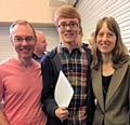 Carl Ashworth with his parents at BRGS with his GCSE results 