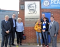 Jack Farrar's family at the turnstile they have sponsored at the Crown Oil Arena