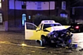 One of the cars involved in the six-vehicle smash, the white Skoda Octavia.