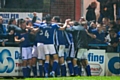 Wild celebrations after Davies scores Rochdale's 94th minute winner against Doncaster Rovers