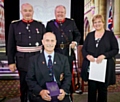 (top l-r) Warren Smith, Lord-Lieutenant of Greater Manchester, Paul Griffiths, Vice Lord Lieutenant with the Chairman of the Rochdale Parachute Regimental Association Wayne Rostron (middle) and his wife Joyce 