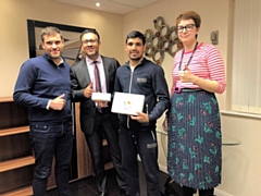 L-R: Gerald Zammit, Dexcom's Head of Europe and Ireland, Asad Shamim, Ali's Manager, Muhammad Ali, and Tilly Bather, Dexcom's Head of UK