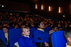 The children watch their film