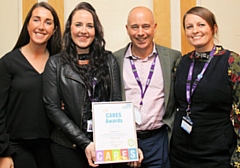 Heywood, Middleton and Rochdale Paediatric Physiotherapy team: Joanna Simpson, Lindsey Murray, Garry Hodgkinson, Lisa Haywood with their CARES Award 