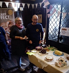 Sara Rowbotham, Deputy Leader of Rochdale Borough Council and Middleton Rotary Club President Kit Wellens judge the Great Rotary Bake Off 2018