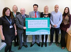 Councillor Iftikhar Ahmed (4th right), cabinet member for adult care, and his assistant Councillor Billy Sheerin (3rd left), joined AMHPs at the launch of the new mental health service 