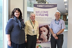 Andrea Fallon, Cllr Brett and Dr Duffy at the staff flu vaccination session