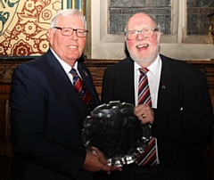 Man of Rochdale 2017 John Swinden (left) presented the Man of Rochdale 2018 award to John Kay (right)