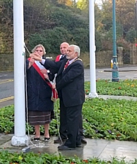 Mayor Mohammed Zaman at the Polish flag raising