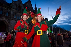 Christmas Elves at Rochdale Town Hall for the big switch on