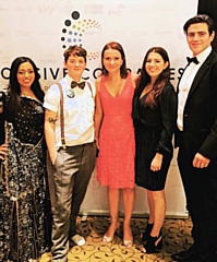 Caroline Street (centre) along with Nimisha Mistry-Miah (left), Zoe Keenan (centre-left), Lauren Turner (centre-right) and Martyn Hardy (right); 