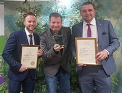 Andrew Nutter (centre) with Paul Ellison and Matt Chadwick, of sponsor Marshalls