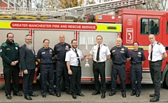 Hatzolah Mark Bamberger, Rabbi Daniel Walker, Crew Manager Emma Halsall, Firefighter Graham Clarke, Special Inspector Moshe Rothstein, GMFRS Area Manager Ben Levy, Watch Manager Ian Swanwick, Firefighter Carole Jaszewski and GMFRS Group Manager Paul Duggan