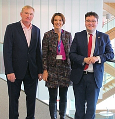 Kieren McDonnell, managing director of Rochdale construction and social housing company Jackson and Jackson with Nichola Cooke from STAR Procurement and Councillor Liam O'Rourke 