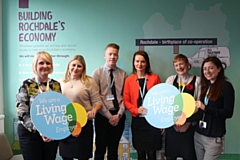 (l-r): Alison Rigby (RBH Customer Access Manager), Ruth Walton (Director, ER Williams Painting Contractors Ltd), Sam Webster (Marketing Apprentice, Hopwood Hall College), Caroline Street (Executive Director, Hopwood Hall College), Elaine Johnson (RBH Head of People Culture and Communications), Aine Graven (RBH Social Value Co-ordinator).