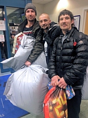 Homeless people and charities received donations of outdoor and winter clothes, shoes and boots, warm socks, hats, scarves and gloves, toiletries and personal items (pictured: the 2018 event)