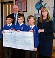 Children from St Andrews C of E Primary School with Cllr Ashley Dearnley and Michelle Hollinrake, Rochdale Borough Shopmobility