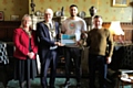 Mehran Khan with the Mayor and Mayoress, Ian and Christine Duckworth, and boxing coach Steven Connellan