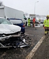 Road traffic collision due to snow and strong winds