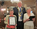 Mayor Ian Duckworth with Lions Mary Hilton and Cynthia Thompson