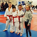 Callum Crawford, Jake Girdlestone, Logan Moulton and Izzy Haigh from Judo Jackson