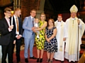 Baby Ethan, parents and Godparents with proud grandmother, the Rev Rachel, and Bishop Mark