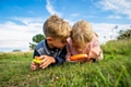 Children searching for bugs and creepy crawlies